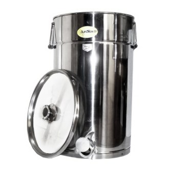 Abfüllkübel 50 kg aus Edelstahl-Ausgießer